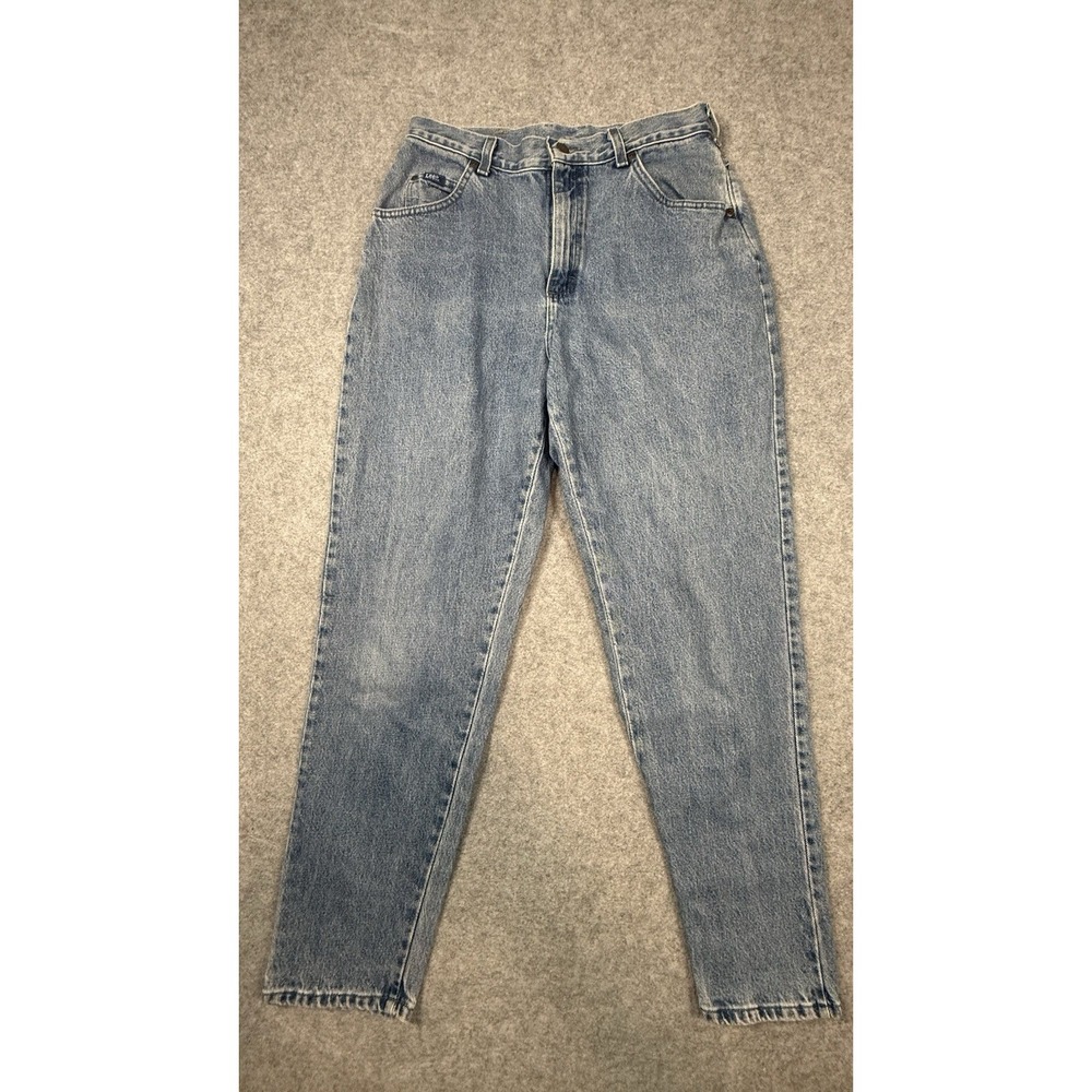 Vintage Lee Jeans Womens 31x30 High Rise Mom Tapered Light Wash Denim USA Style